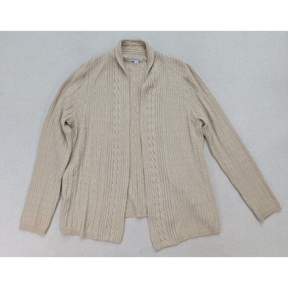 Kim Rogers Women's Cardigan Sweater Size PXL Beige Open Front - Picture 1 of 13